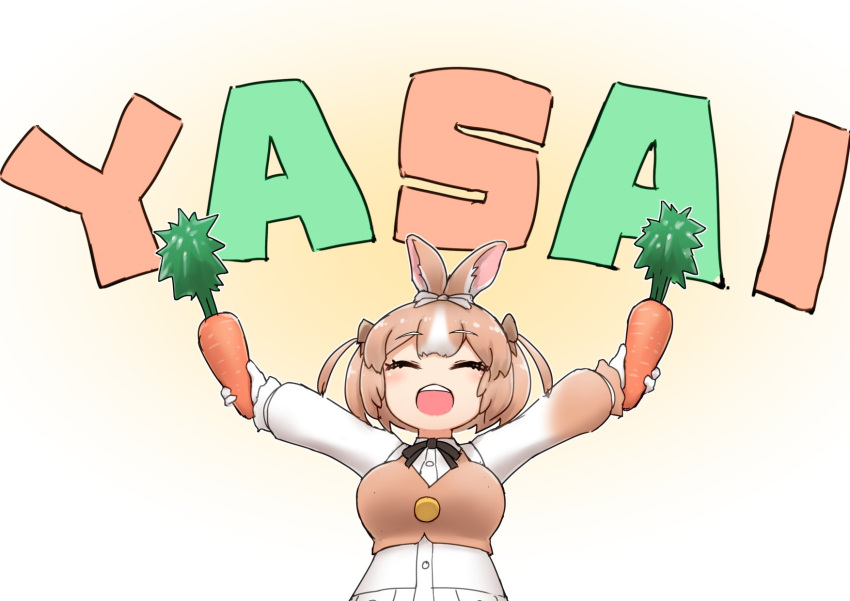 1girl, animal_ears, blush, bow, bowtie, brown_bow, brown_bowtie, brown_sweater