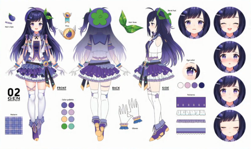 bad_source, eggplant, expressions, frilled_skirt, frills, gloves, hat, idol