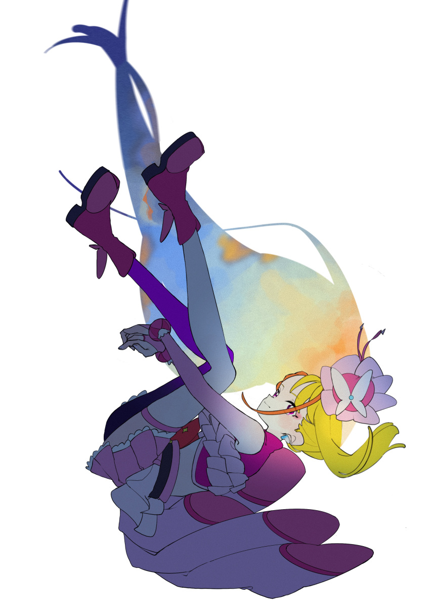 1girl, 35kawaiiprpr, absurdres, belt, black_belt, blonde_hair, boots, bridal_gauntlets