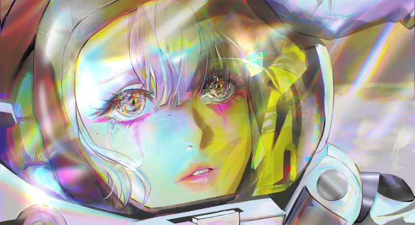 1boy, 1girl, absurdres, bojiang, chromatic_aberration, coat, commentary, covering_face
