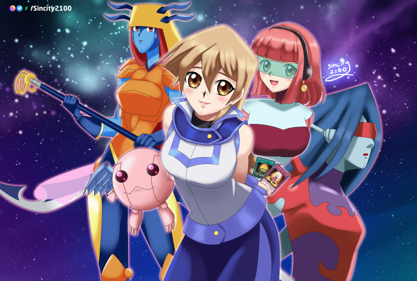 4girls, arms_behind_back, black_hair, blonde_hair, cyber_angel_dakini, cyber_blader, cyber_petit_angel, cyber_tutu