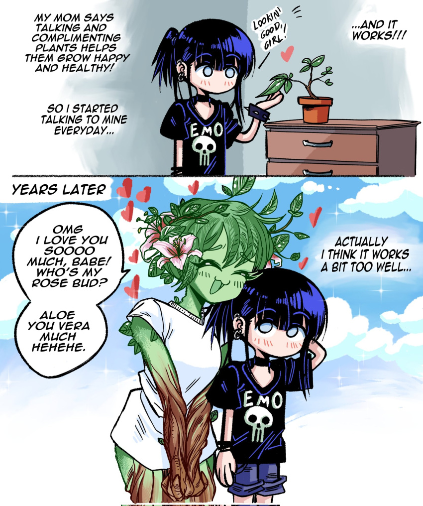 2girls, blush, bracelet, closed_eyes, corrupted_twitter_file, emo-girl_(grs-), english_text, grs-