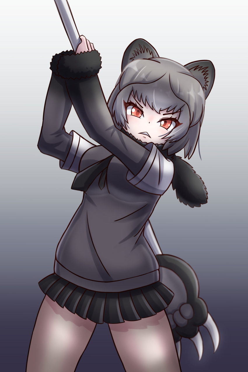 1girl, absurdres, animal_ears, bear_ears, bear_girl, cardigan, equalarrow, extra_ears