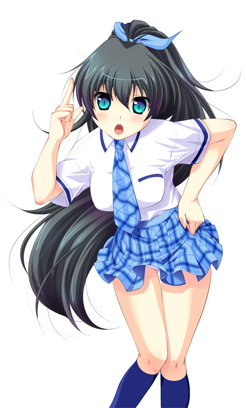 blue_eyes, ganaha_hibiki, idolmaster, long_hair, matsunami_rumi, necktie, plaid, ponytail