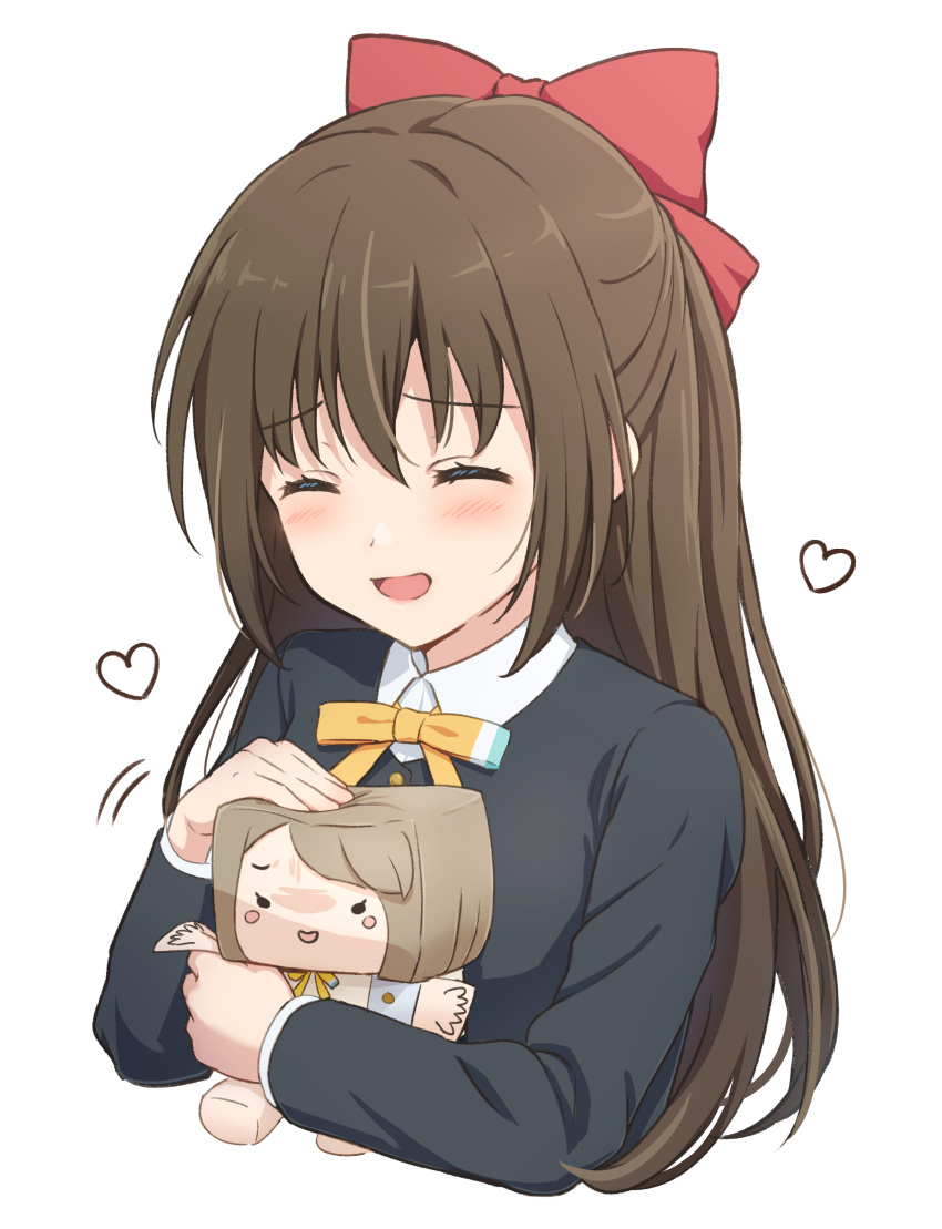 1girl, :d, ^_^, absurdres, asymmetrical_hair, black_jacket, blazer, blush_stickers