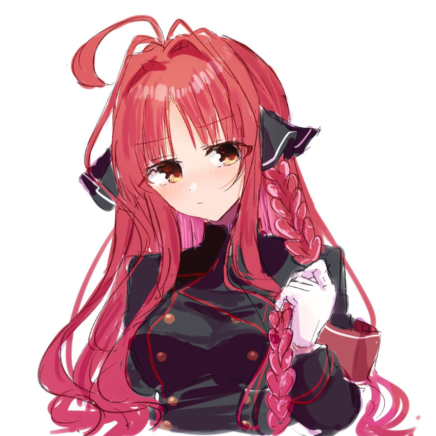 1girl, ahoge, armband, black_jacket, black_ribbon, blush, braid, ch2sh