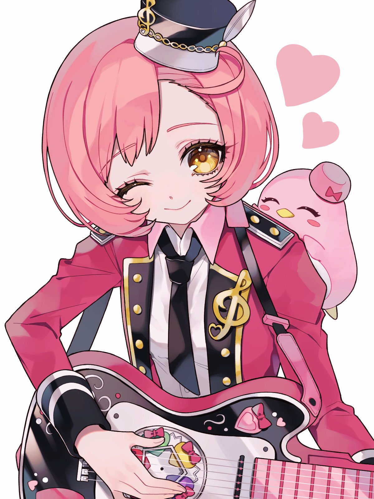 1girl, ;), ao_(ao0_0nemu), ayase_naru, bad_id, bad_twitter_id, bird, black_hat