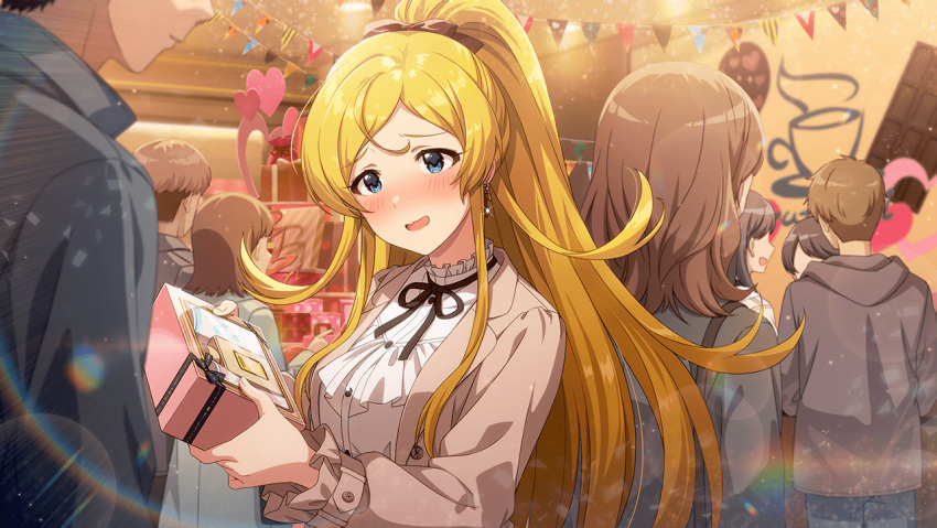 blue_eyes, brown_hair, idolmaster_million_live!_theater_days, jacket, long_hair, shinomoya_karen, smile