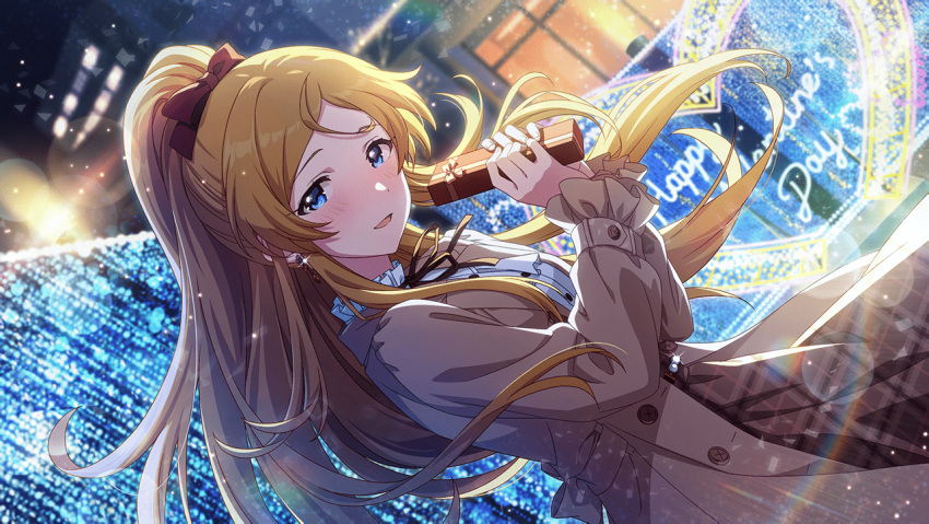 blue_eyes, brown_hair, idolmaster_million_live!_theater_days, jacket, long_hair, shinomoya_karen, smile