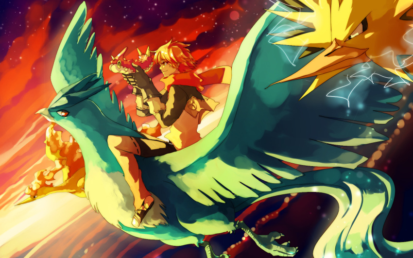 ^_^, above_clouds, articuno, bird, blinking_inside_eyes, closed_eyes, closed_mouth, clouds
