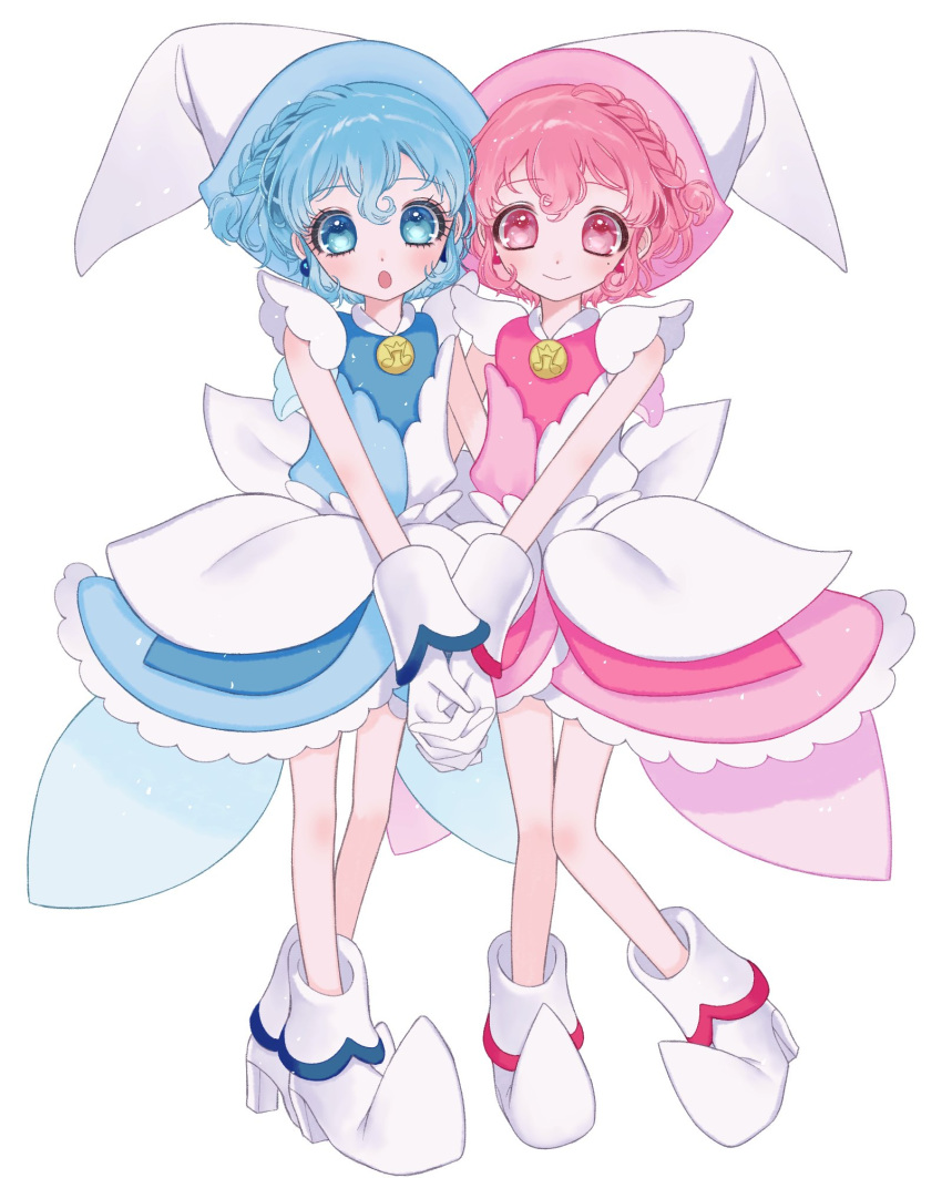 1boy, 1girl, ao_(ao0_0nemu), bad_id, bad_twitter_id, blue_eyes, blue_hair, boots