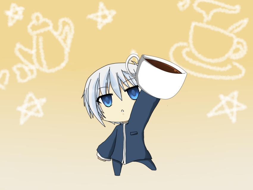 buri_hamachi, chibi, coffee, cup, fate_averruncus, furo_taisa, gakuran, highres