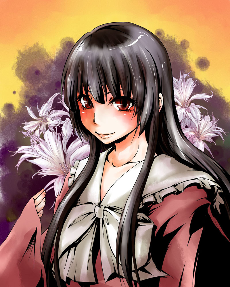 flower, houraisan_kaguya, kikuichimonji, smile, solo, touhou