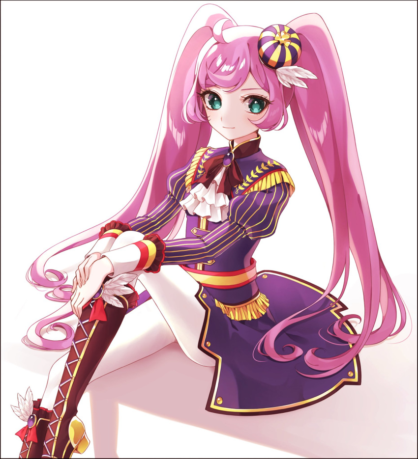 1girl, ahoge, ao_(ao0_0nemu), ascot, bad_id, bad_twitter_id, black_footwear, blue_eyes