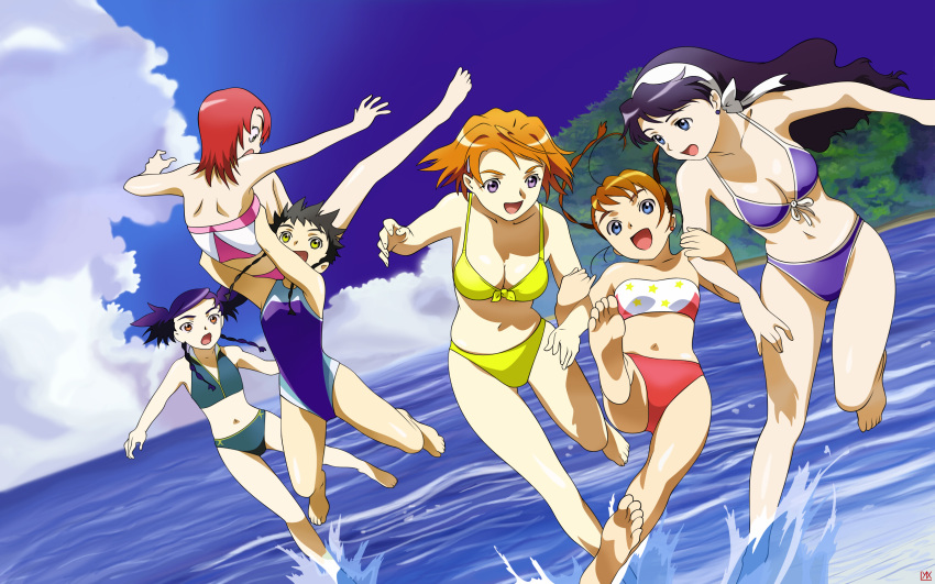 beach, bikini, mai-hime, mai-otome, minagi_mikoto, nina_wang, rena_sayers, sky