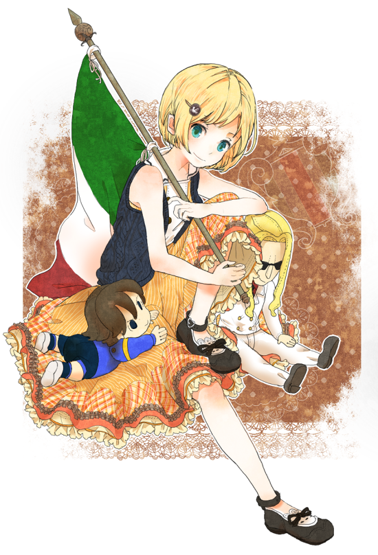 blue_eyes, flag, ichiko_(ichiko_cute), inazuma_eleven, italy, long_dress, mary_janes, rushe(inazuma_eleven)