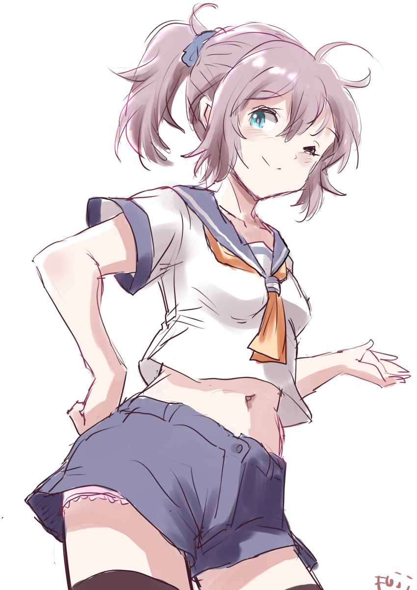 1girl, antenna_hair, aoba_(kancolle), black_thighhighs, blue_eyes, fuji_(pixiv24804665), highres, kantai_collection