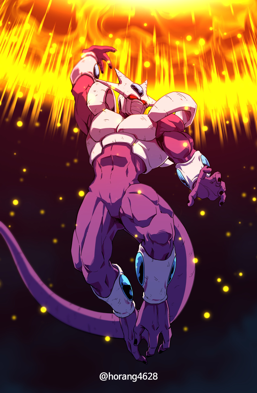 1boy, absurdres, arm_up, armor, artist_name, biceps, black_nails, bracer