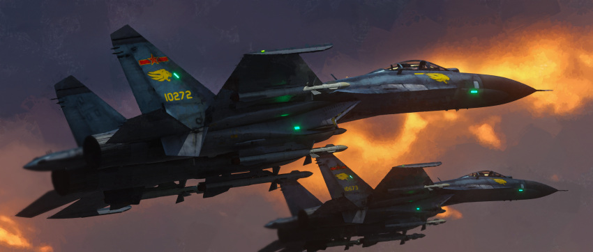 absurdres, air-to-air_missile, aircraft, airplane, antares_cao, fighter_jet, glowing, highres
