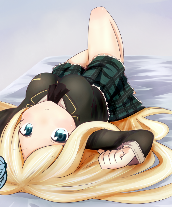 blue_eyes, boku_wa_tomodachi_ga_sukunai, breasts, butterfly, hair_ornament, kashiwazaki_sena, koa, large_breasts