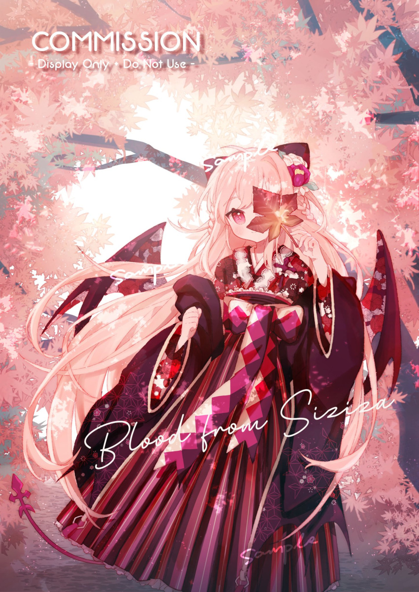 1girl, argyle_bow, autumn_leaves, black_bow, black_jacket, black_slingshot_swimsuit, blonde_hair, bow