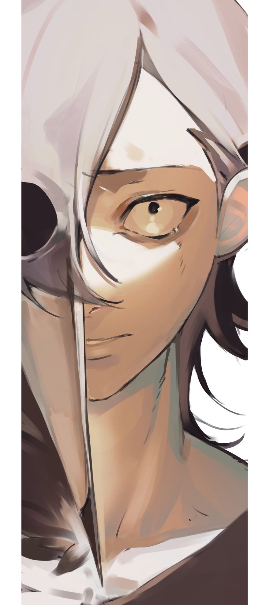 1boy, beak, bird_boy, bird_mask, black_hair, black_shirt, choujin_x, crying