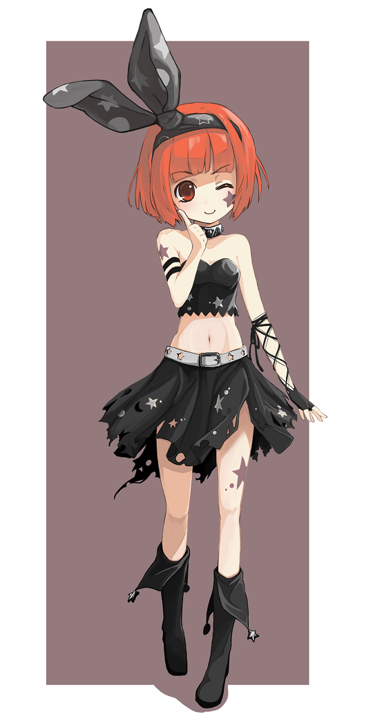 akai_ringo, alternate_costume, bangs, belt, blunt_bangs, bob_cut, boots, collar