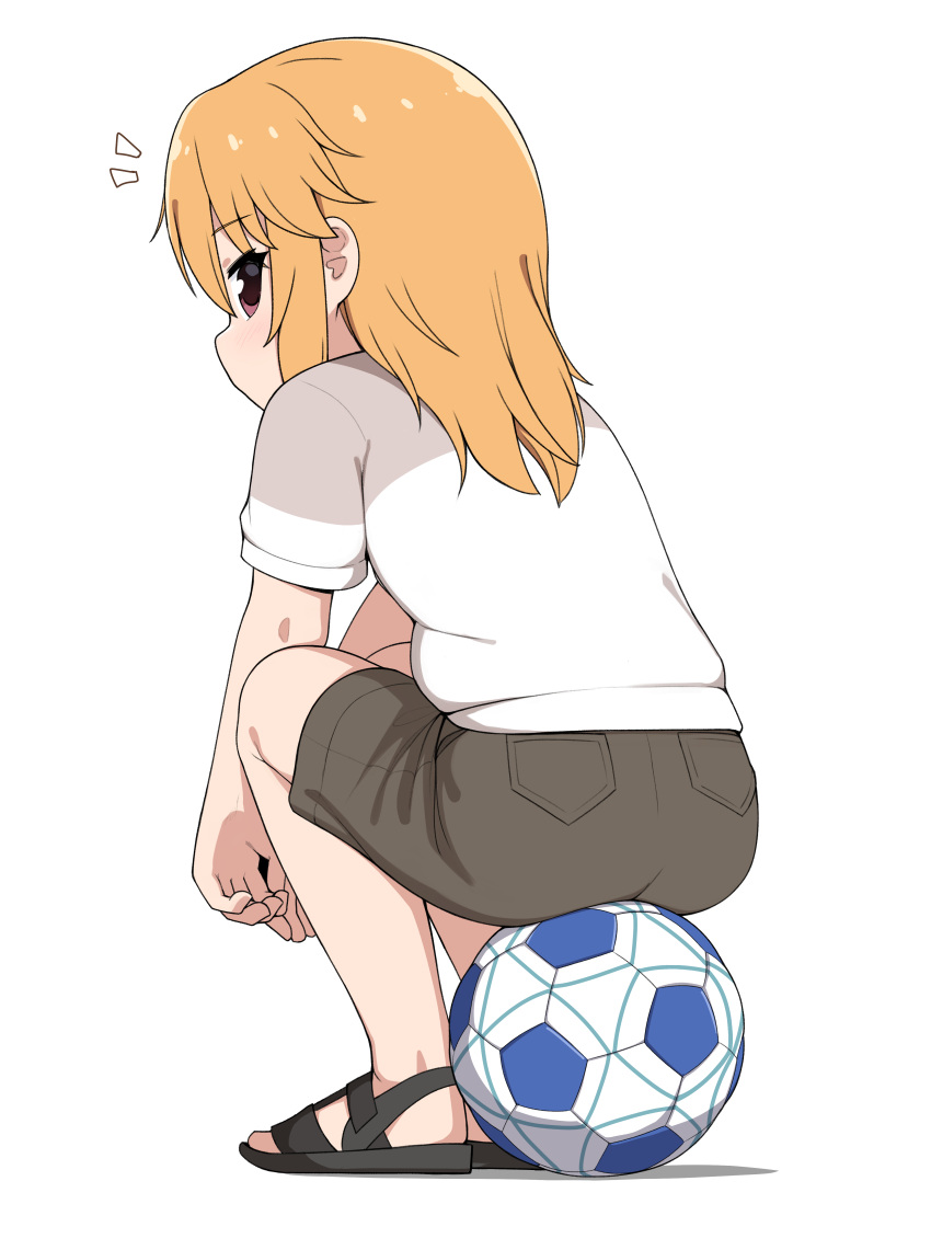 1girl, absurdres, ass, ball, eyelashes, flat_chest, hair_between_eyes, highres