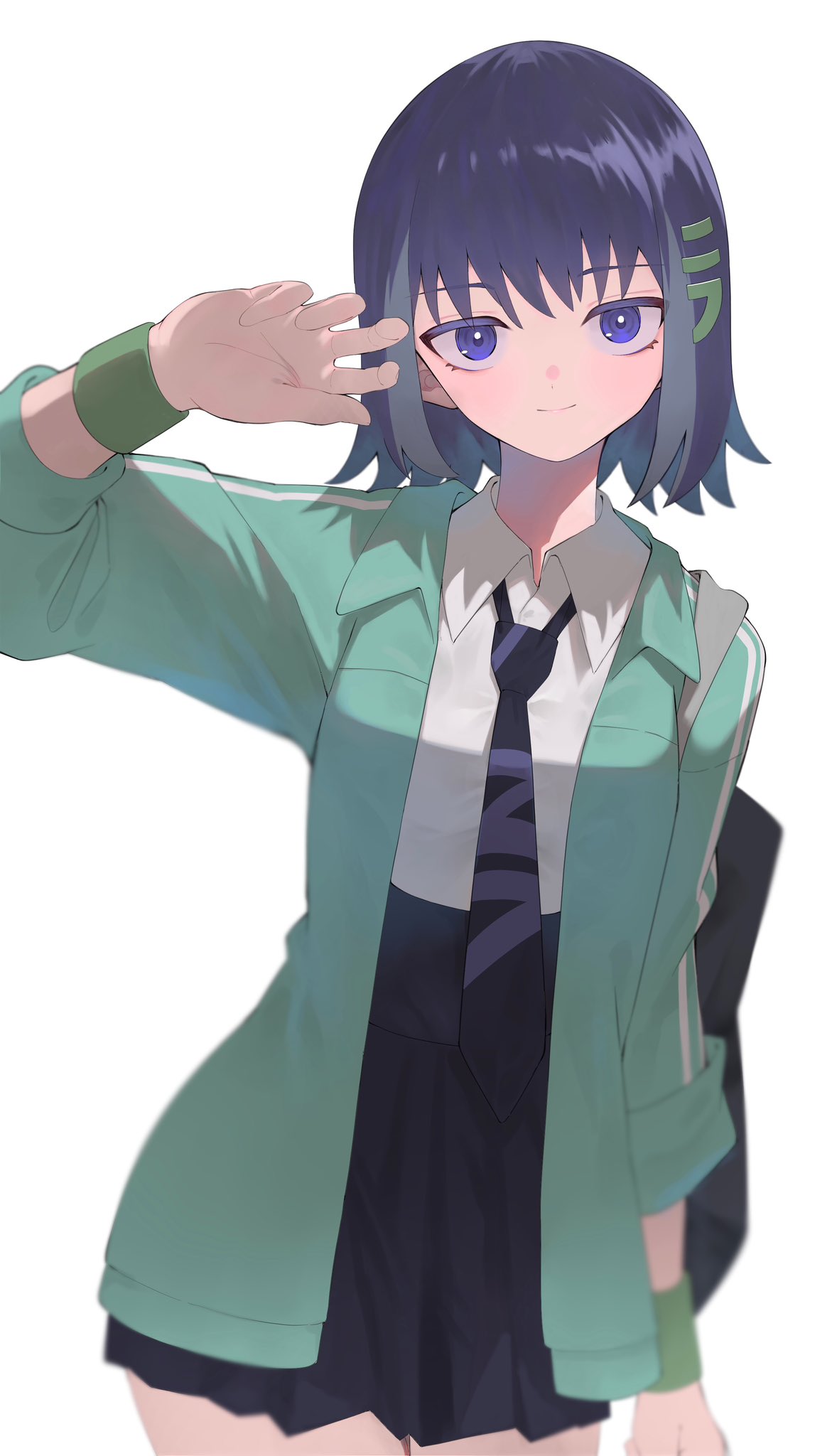1girl, 2023, bag, blue_hair, hair_ornament, highres, multicolored_hair, nira-chan