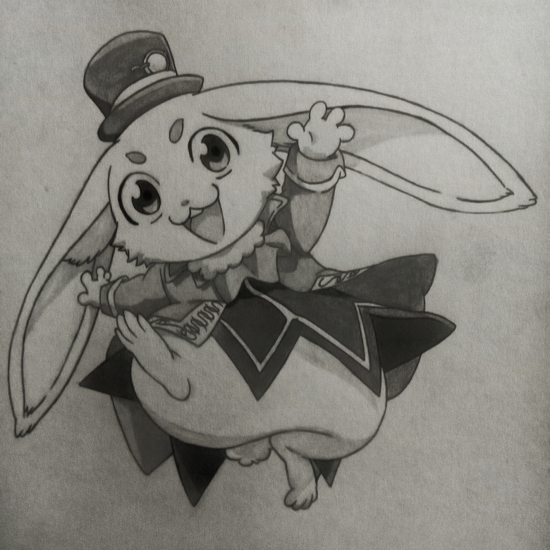 emul_(shangri-la_frontier), furry, furry_female, graphite_(medium), high_collar, non-web_source, shangri-la_frontier, sketch
