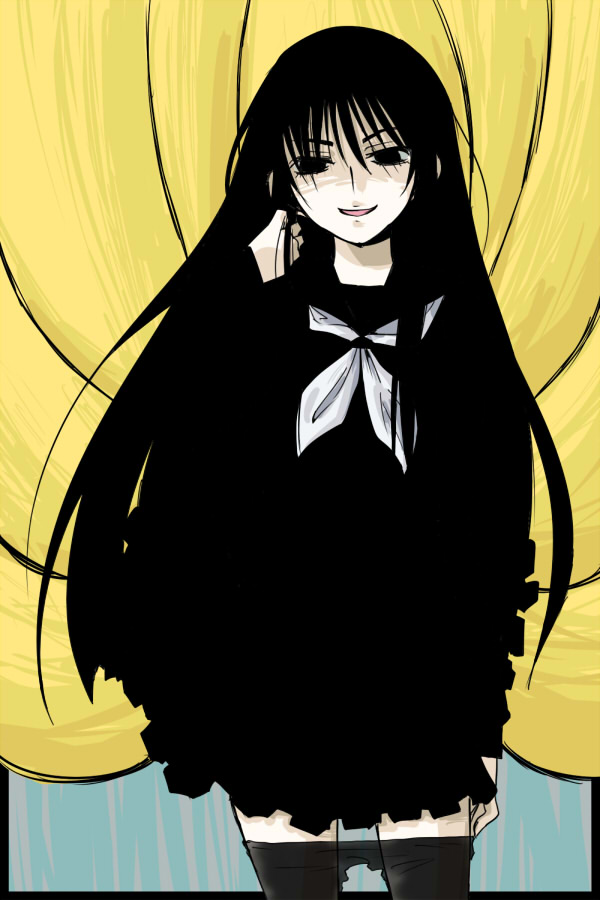 black_hair, character_request, hagoromo_kitsune, long_hair, nurarihyon_no_mago, pantyhose, seki_(red_shine)
