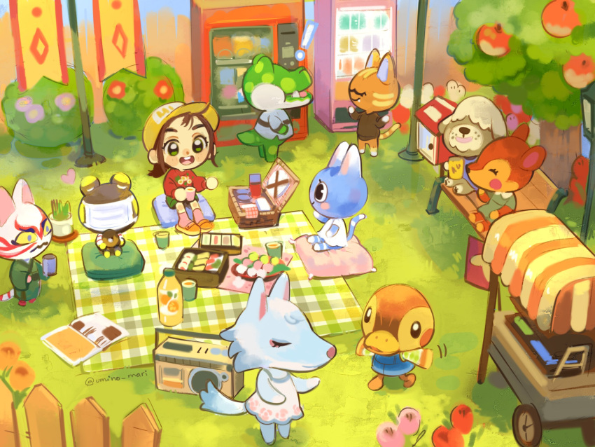 !, 4boys, 6+girls, :d, ^_^, animal_crossing, apple, apple_tree
