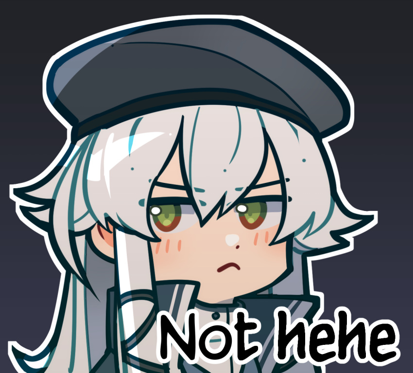 1girl, altina_orion, black_hat, commentary_request, dot_nose, eiyuu_densetsu, english_text, frown