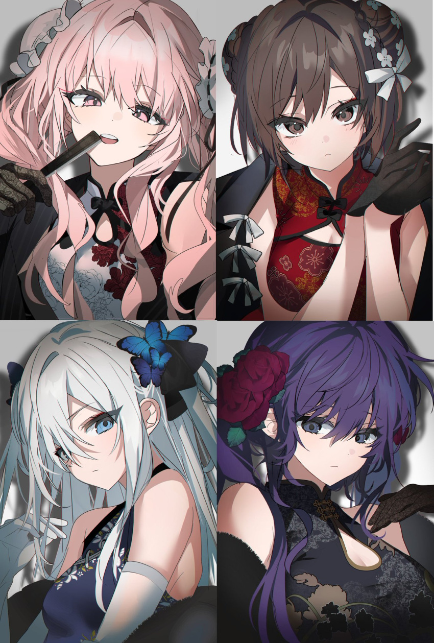 1other, 25-ji_nightcord_de._(project_sekai), 3girls, akiyama_mizuki, asahina_mafuyu, blue_butterfly, blue_eyes, blue_hair