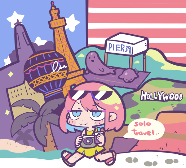 1girl, american_flag, bare_arms, bare_legs, bare_shoulders, blue_eyes, blue_hair, blush_stickers