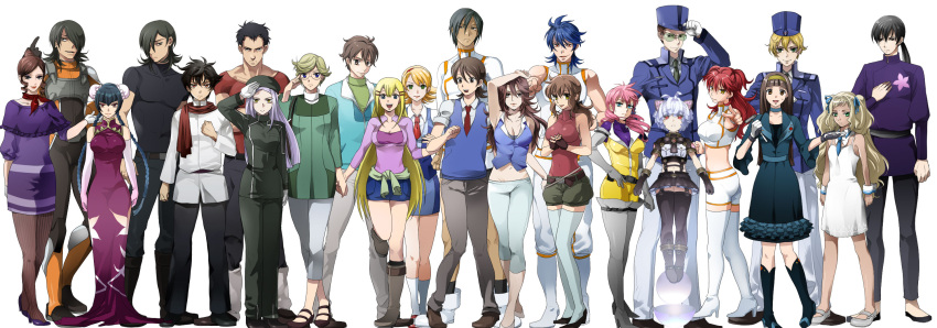 6+girls, :d, adjusting_glasses, airspace, allelujah_haptism, animal_ears, antenna_hair, arm_up