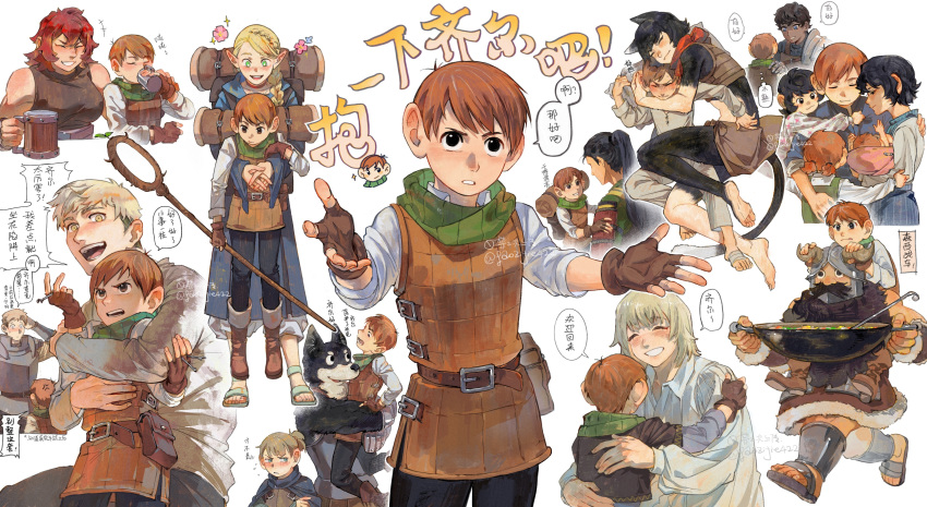 6+boys, 6+girls, absurdres, alcohol, anger_vein, animal_ears, arm_at_side, armor