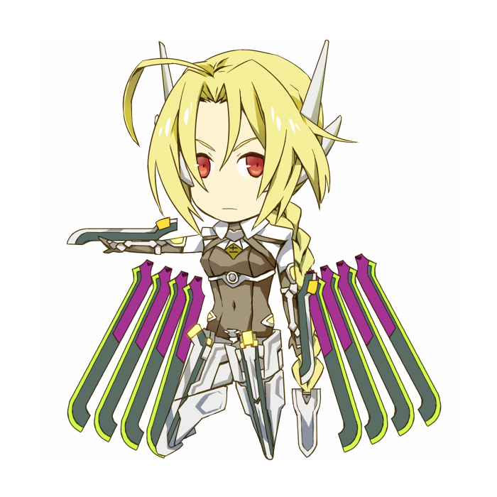bad_id, blazblue, blonde_hair, braid, chibi, fujino_sato, hair_weapon, lambda-11