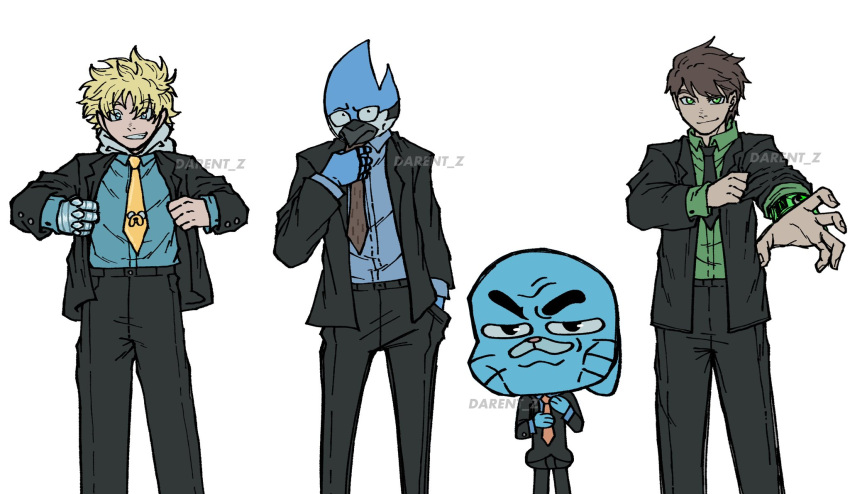 4boys, adventure_time, artist_name, ben_10, ben_tennyson, bird_boy, blonde_hair, blue_eyes