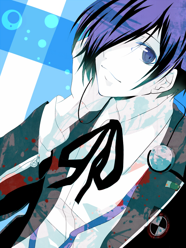 blue, blue_eyes, blue_hair, hair_over_one_eye, headphones, kazanami, persona, persona_3
