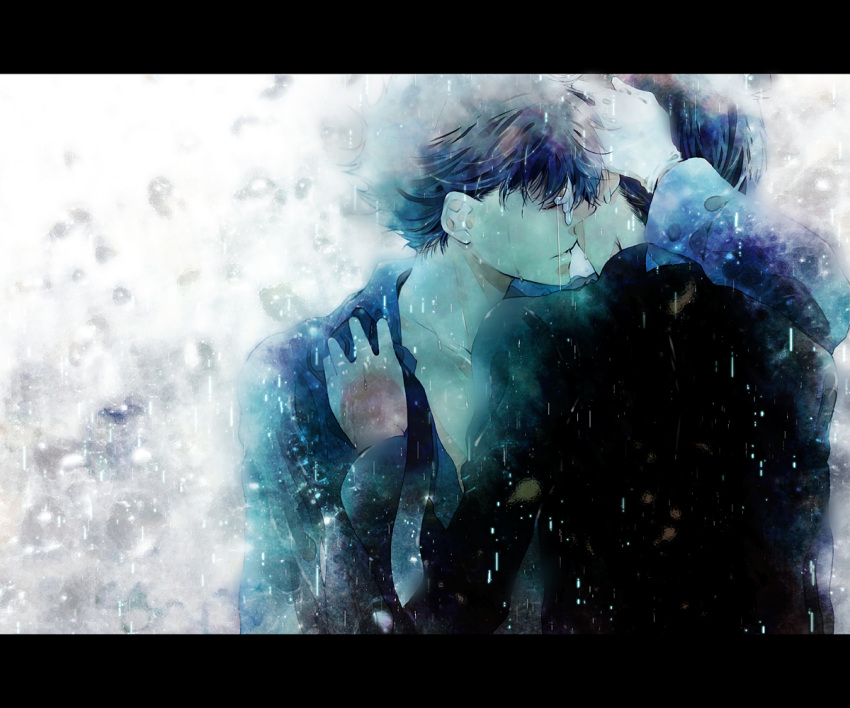 black_hair, detective_conan, kiss, kudou_shin'ichi, kudou_shinichi, kuroba_kaitou, male, monocle
