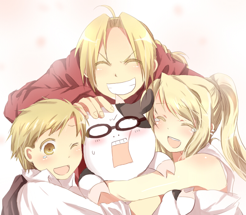 arakawa_hiromu, arakawa_hiromu_(cow), bad_id, blonde_hair, cow, edward_elric, fullmetal_alchemist, mitsu_yomogi, winry_rockbell