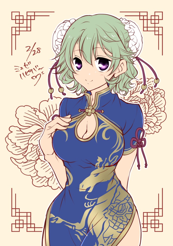 1girl, breasts, china_dress, chinese_clothes, densetsu, double-parted, dress, eiyuu_densetsu, musse_egret, satsuki_(chaosmode), sen_no_kiseki, solo