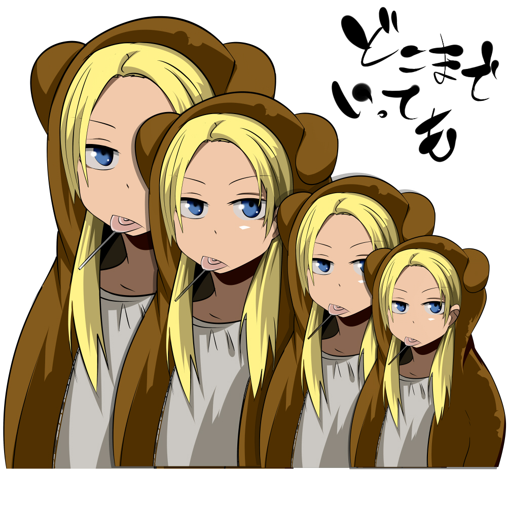 bad_id, bear_costume, bear_suit, blonde_hair, blue_eyes, psyren, samuraig, tenjuin_frederica