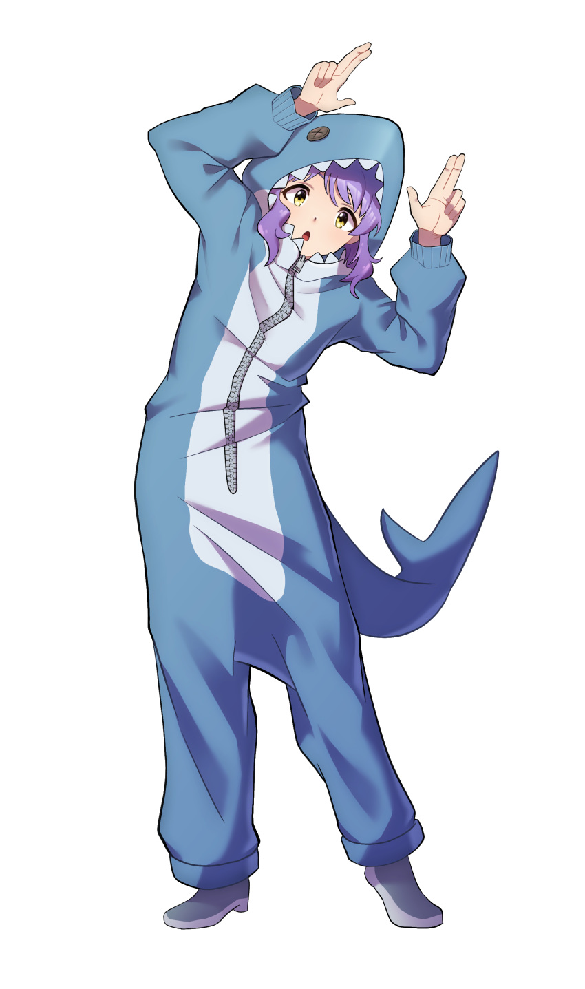 1girl, :o, absurdres, animal_costume, animal_hood, commentary_request, cosplay, fake_tail