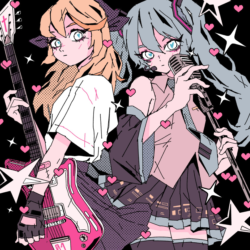 2girls, absurdres, agekichi_(heart_shape), arkestar, blonde_hair, cadence_(necrodancer), crypt_of_the_necrodancer, detached_sleeves