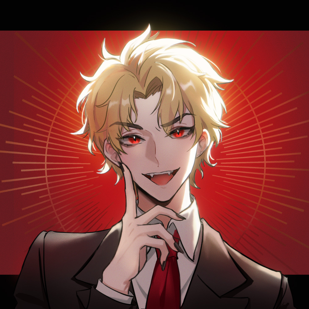 1boy, ascot, bishounen, black_jacket, black_nails, black_suit, blonde_hair, chuchumimipupu