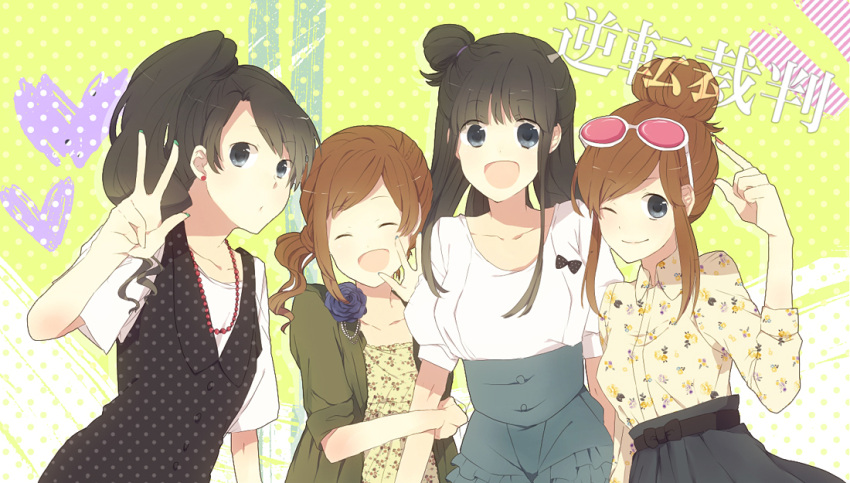 arm_grab, ayasato_mayoi, bad_id, black_hair, blue_eyes, blue_rose, brown_hair, closed_eyes