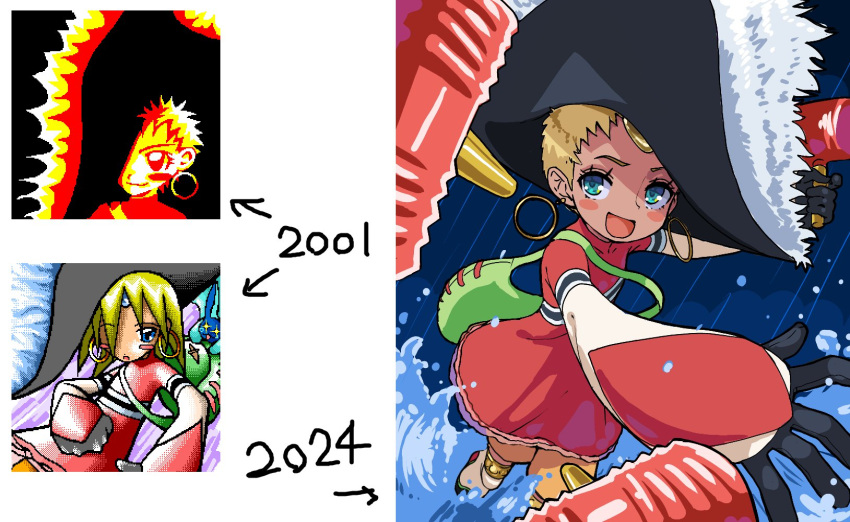 1girl, 2001, 2024, artist_progress, badluck2033, bag, blonde_hair, blue_eyes
