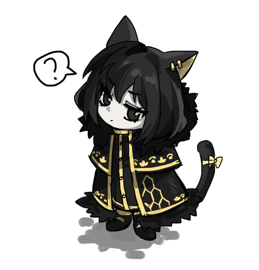 1girl, animal_ears, ashi_(dongshi389), black_cape, black_dress, black_eyes, black_hair, buttons
